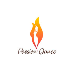 Vector logo design template. Fire Lady sign. Passion dance