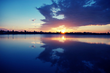 Soleil lac de la Ramée