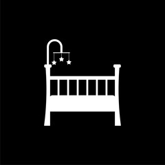 Baby Crib icon, Wooden Crib icon or logo on dark background