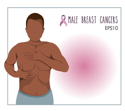 breast cancer checking of black skin man,awareness men health concept