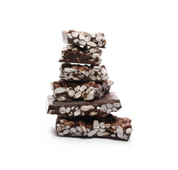 Chocolate with rice bars isolated on white background