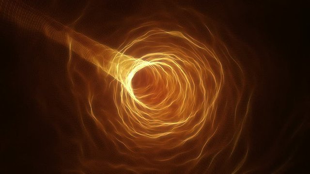 Flying in a Curved Tunnel of Light Fly Through a Wormhole or Time Vortex Portal or Gateway to After Life Seamless Looping Motion Background Golden Brown Orange