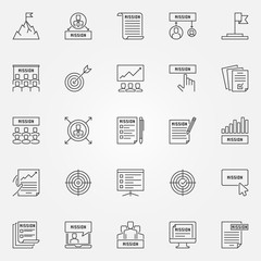 Mission statement icons set - vector business outline symbols or design elements