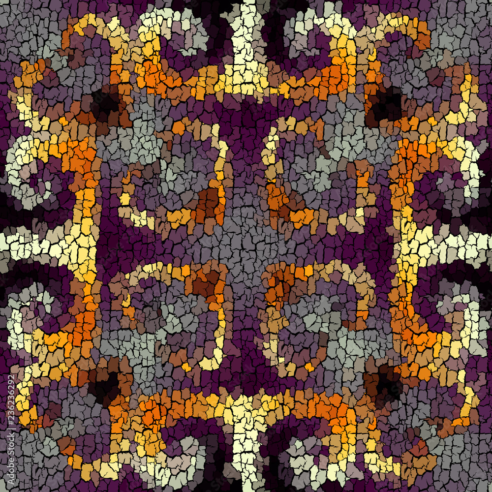 Aufkleber Seamless grunge abstract square pattern. Paint grunge cracks.