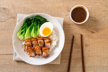 crispy pork belly on topped rice