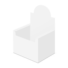 Cardboard POS display box - half side view. Vector illustration
