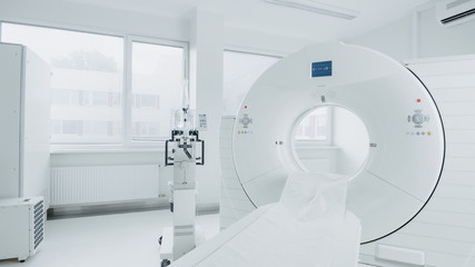 Medical CT or MRI or PET Scan Standing in the Modern Hospital Laboratory. Technologically Advanced...