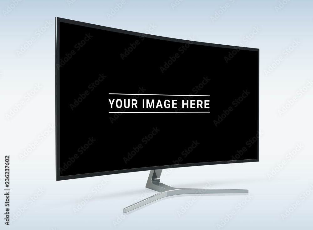 Aufkleber side view of curved monitor computer 3d rendering