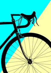 Fototapeta premium Profile of a sports vintage road bike isolated on a blue background