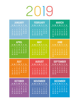 Colorful 2019 calendar
