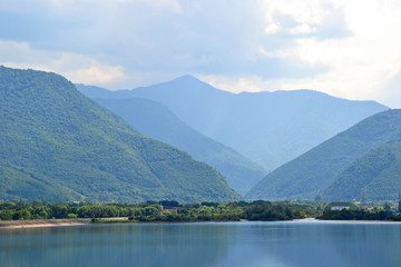 Mountains and lake in Transylvania, Romania