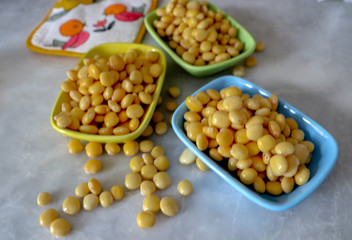salty lupins (Termiye) cooking on a marble background. traditional turkey cookies in Konya.