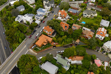 Fototapeta na wymiar Wellington Neighborhood, Kelburn Top down Aerial