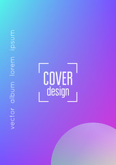 Holographic cover with radial fluid. Geometric shapes on gradient background. Modern hipster template for placard, presentation, banner, flyer, brochure. Minimal holographic cover in neon colors.