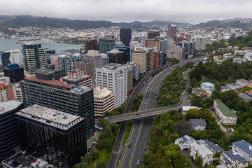 Wellington Urban Motorway and Central Business District, New Zealand.