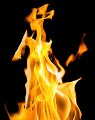 yellow sparks bright flames on black