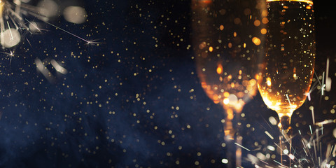 New years eve celebration background with champagne - obrazy, fototapety, plakaty