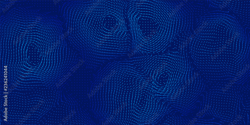 Poster vector blue field visualization of forces. magnetic or gravitational fluctuations chart. science bac