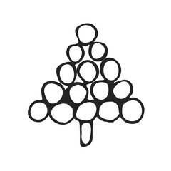 Hand drawn icon vector cartoon pine Christmas tree