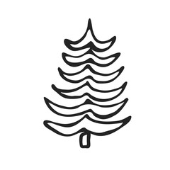 Fototapeta premium Hand drawn icon vector cartoon pine Christmas tree