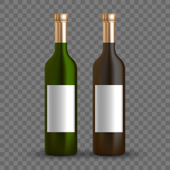 Vector dark bottle set template. Empty label for packaging design.