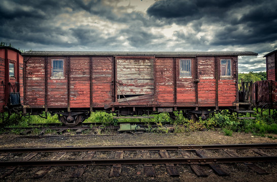 Abandoned train in Faringe, Sweden