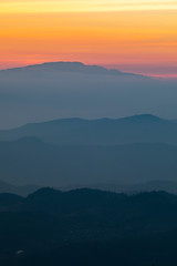 Mountain scenery during the sunrise