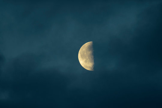 Half moon at night in Sweden