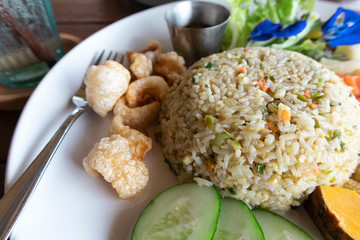 Delicious fried rice and  unspoilt with chili and Vegetable
