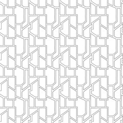 Geometric vector seamless pattern with different geometrical forms. Square, triangle, rectangle. Modern techno minimal design. Abstract background. Graphic black and white Illustration