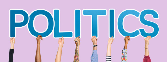 Blue letters forming the word politics
