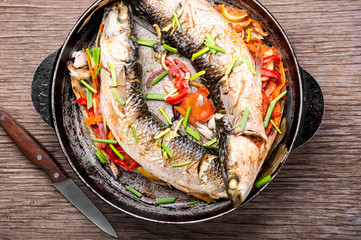 Tasty baked whole fish