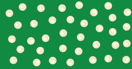 Background with caps from aluminum cans on a green background