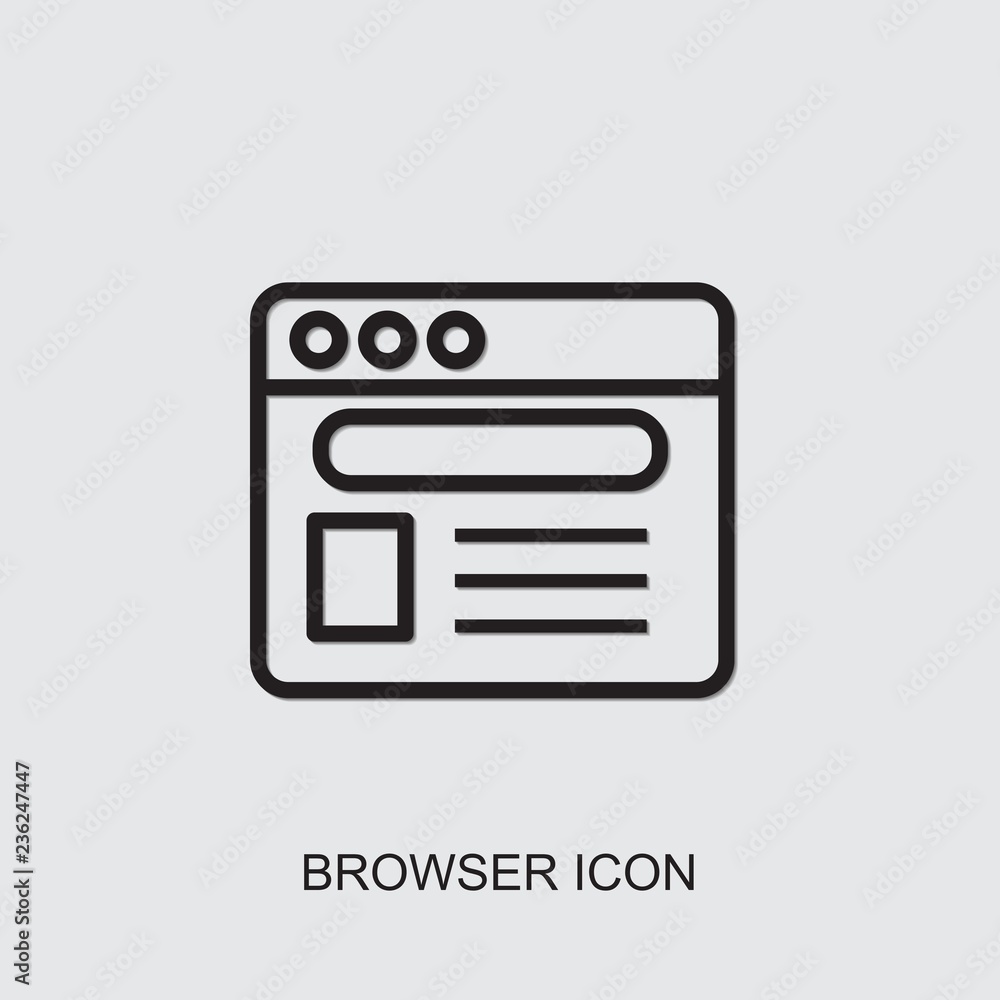 Poster browser icon. outline browser icon from media collection. Use for web, mobile, infographics and UI/UX elements. Trendy browser icon.