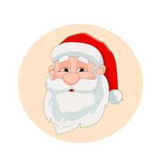Vector illustration of smiling kind Santa Claus. Christmas character in cartoon style