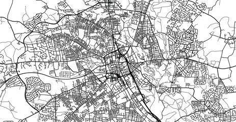Urban vector city map of Bolton, England