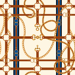Chains and belts. Vector seamless pattern for scarf.