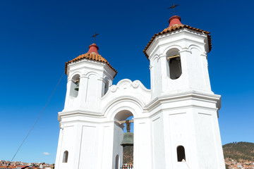 Fototapeta na wymiar Belfry of San Felipe de Neri Monastery, Sucre, Bolivia