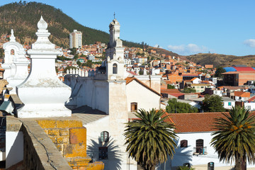 La Merced church from the rooftop of San Felipe de Neri Monastery, Sucre, Bolivia