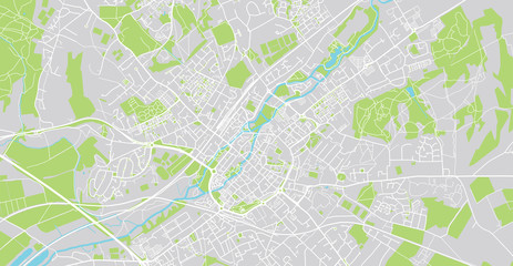 Urban vector city map of Canterbury, England