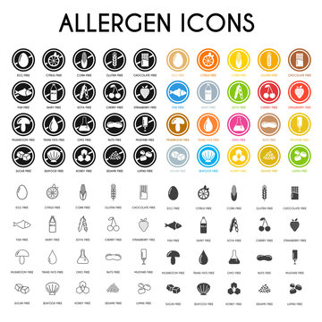Allergen icons. Vector illustration