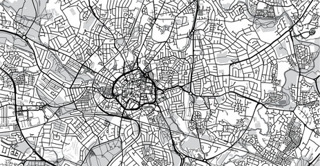 Urban vector city map of Coventry, England
