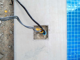 Installation of electrical wiring of the swimming pool.