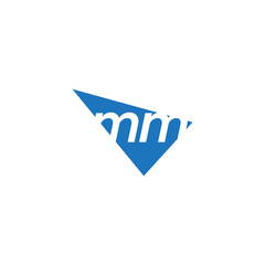 initial two letter mm negative space triangle logo