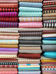 thailand silk on shelf for clothing