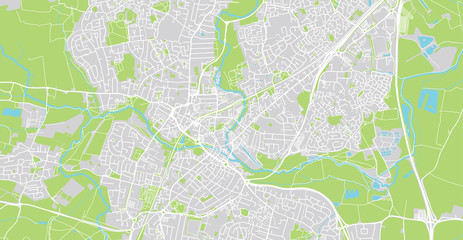 Urban vector city map of Chelmsford, England