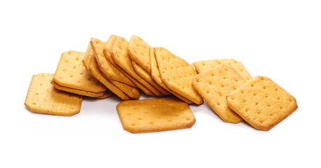 Salty crackers isolated on white background