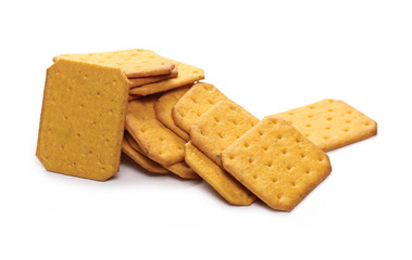 Salty crackers isolated on white background