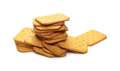 Salty crackers isolated on white background