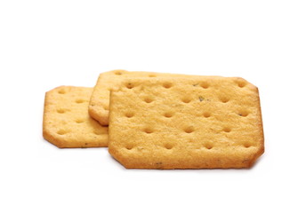 Salty crackers isolated on white background